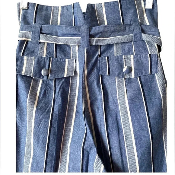 PINKYOTTO | High-Waisted Striped Paperbag 100% Cotton Pants Self Tie Belt Size S - Picture 5 of 12